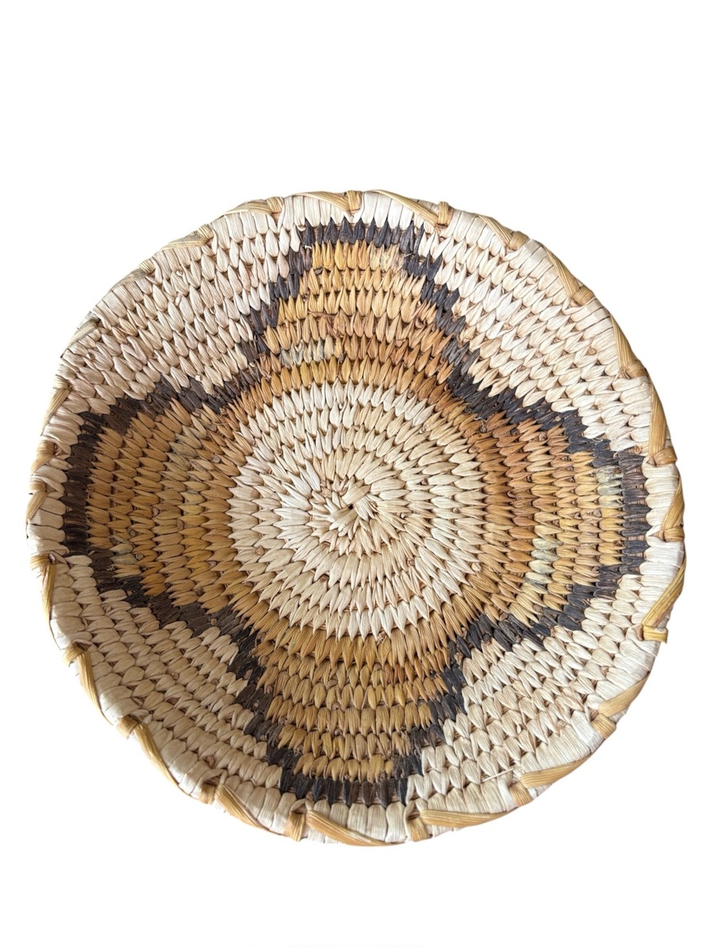 Vintage Tohono O'Odham (Papago) Native American Hand Woven Basket Tray Bowl 8"